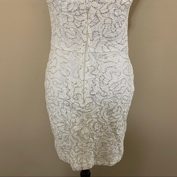 City Triangles White Ivory Gold Sequined Sleeveless Dress Size 5 - Picture 10 of 15